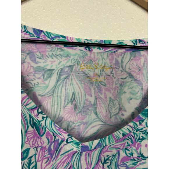 Lilly Pulitzer 2 Piece Long Sleeve Knit Pajama Lounge Set Purple Green Medium - Picture 8 of 8